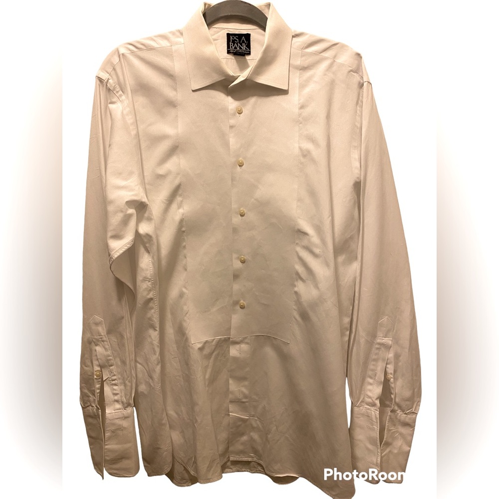 Jos. A. Bank Men’s Cotton Tuxedo Dress Shirt French Cuffs White ~ Size 16-34